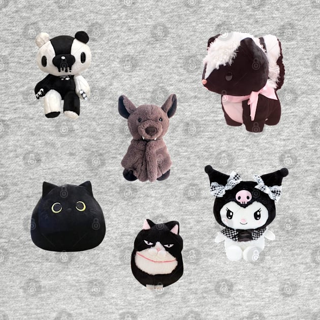 Goth Kawaii Plushies Sticker Pack by casserolestan